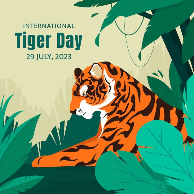 Free Vector flat illustration for international tiger day awareness