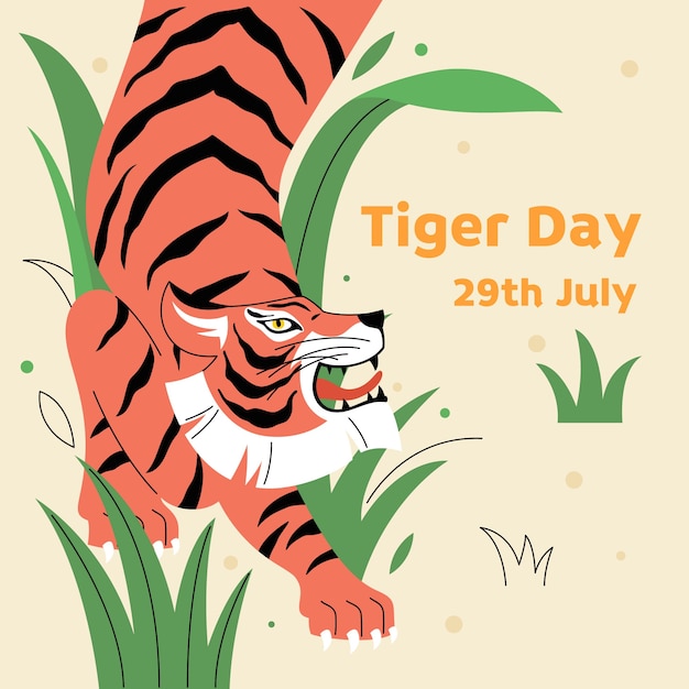 Free Vector flat illustration for international tiger day awareness