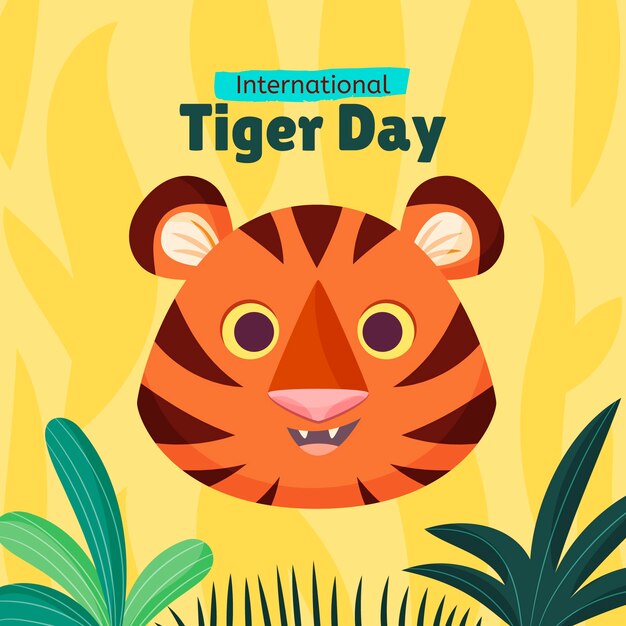 Flat illustration for international tiger day awareness