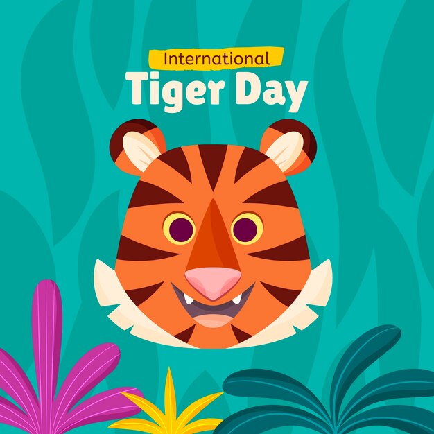 Flat illustration for international tiger day awareness