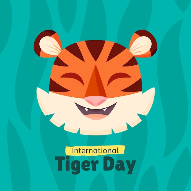 Flat illustration for international tiger day awareness