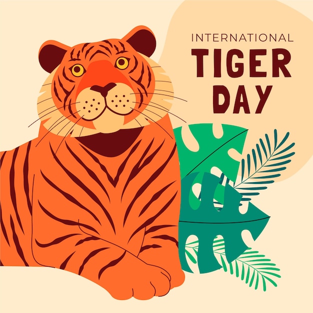 Flat illustration for international tiger day awareness