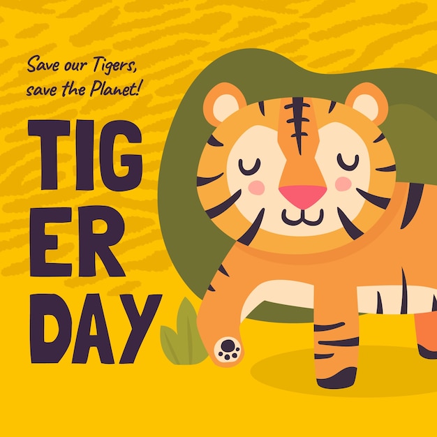 Free Vector flat illustration for international tiger day awareness