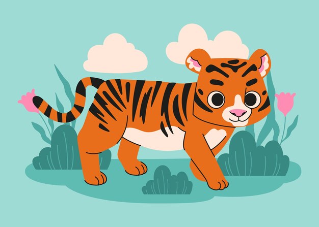 Flat illustration for international tiger day awareness