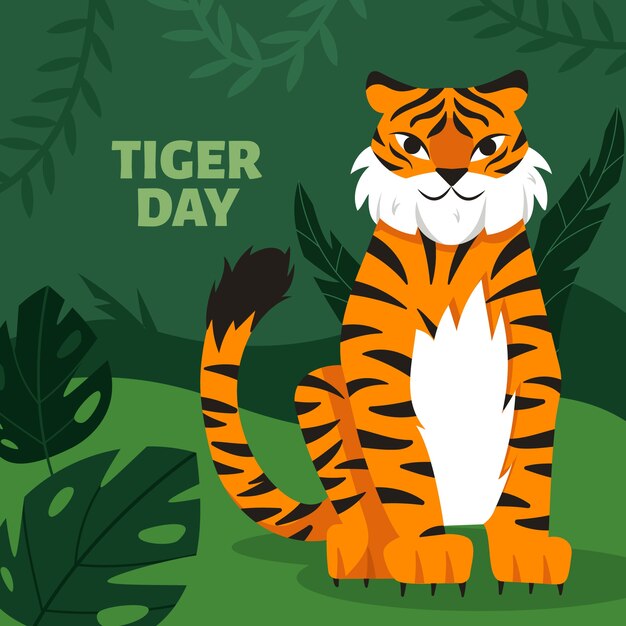 Flat illustration for international tiger day awareness