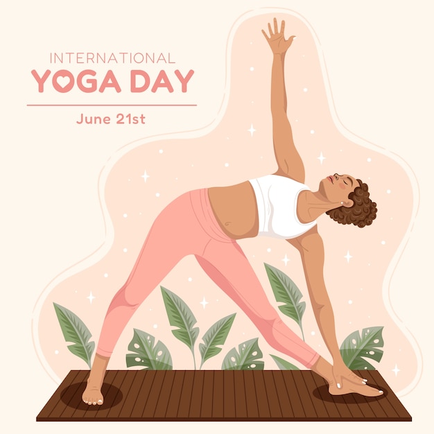 Flat illustration for international yoga day celebration