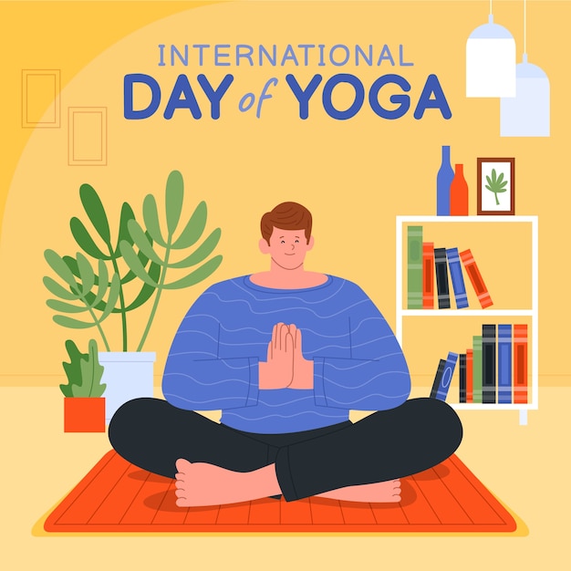 Flat illustration for international yoga day celebration