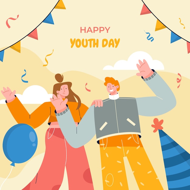 Flat illustration for international youth day celebration