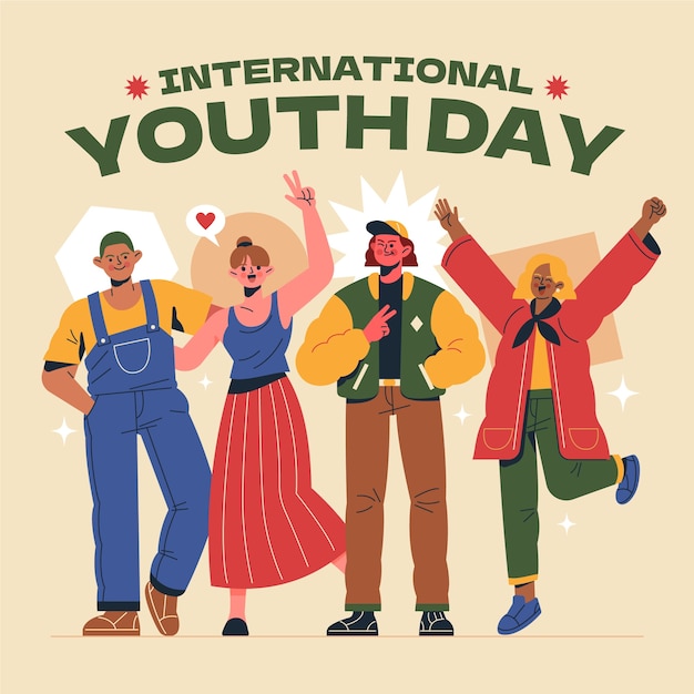 Free Vector flat illustration for international youth day celebration