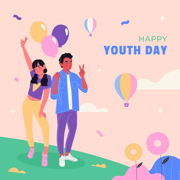 Flat illustration for international youth day celebration