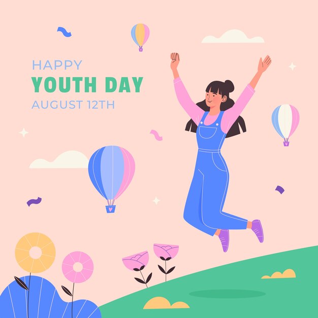 Flat illustration for international youth day celebration