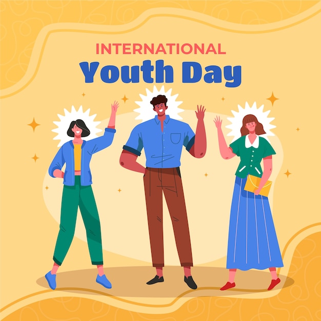 Flat illustration for international youth day celebration