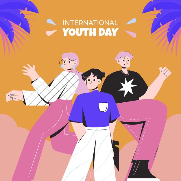 Flat illustration for international youth day celebration