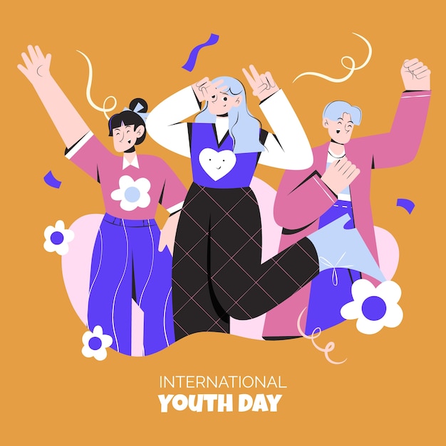 Flat illustration for international youth day celebration