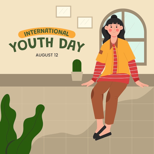 Free Vector flat illustration for international youth day celebration