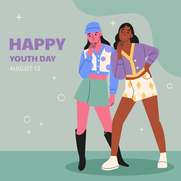 Flat illustration for international youth day celebration