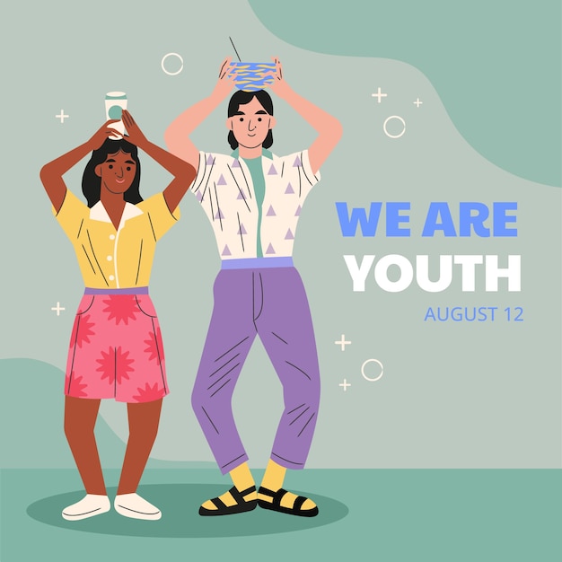 Flat illustration for international youth day celebration