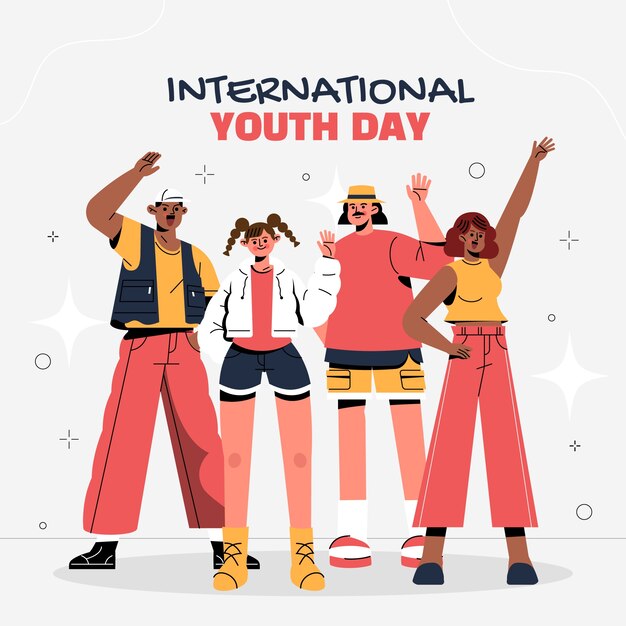 Flat illustration for international youth day celebration