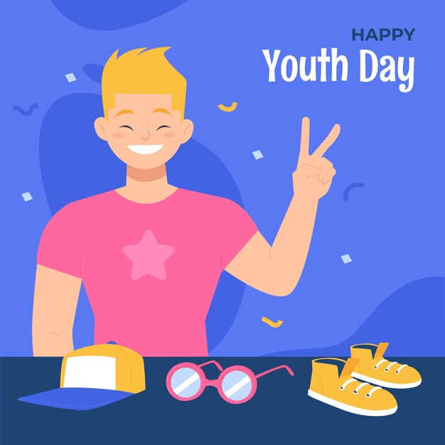 Flat illustration for international youth day celebration