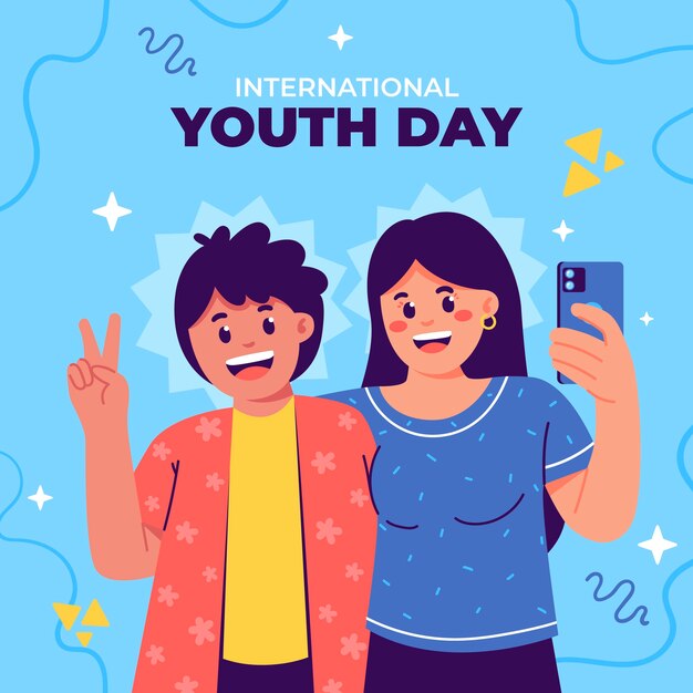 Flat illustration for international youth day celebration