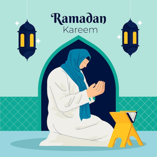 Flat illustration for islamic ramadan celebration