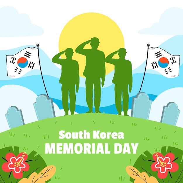 Free vector flat illustration for korean memorial day commemoration