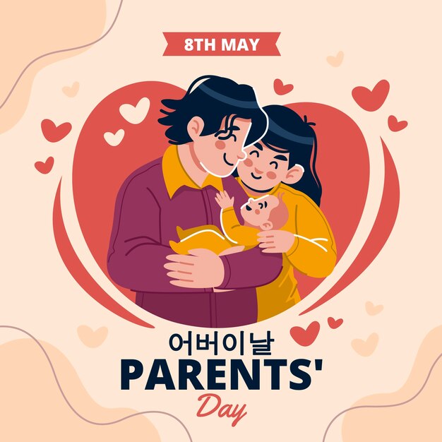 Flat illustration for korean parents day celebration