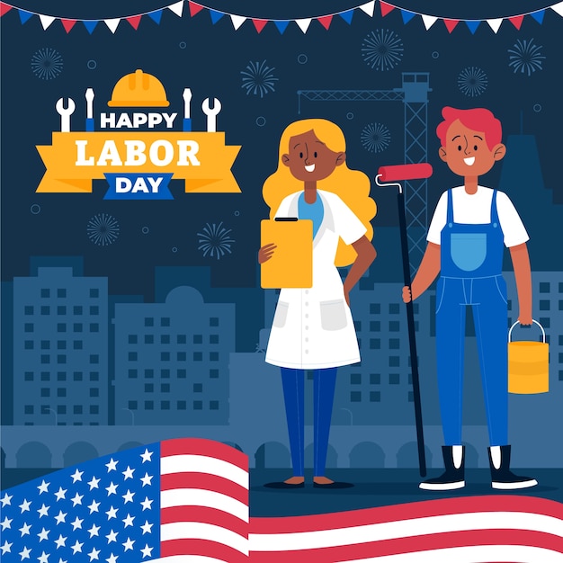 Flat illustration for labor day celebration