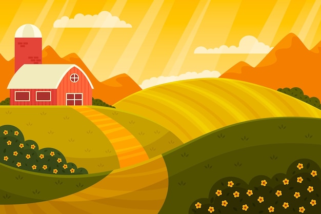 Free Vector flat illustration of landscape