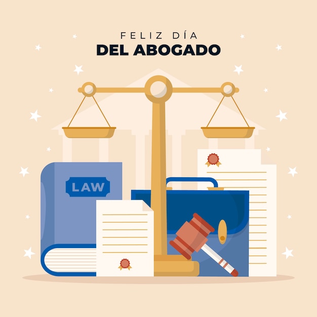 Flat illustration of lawyers day in spanish