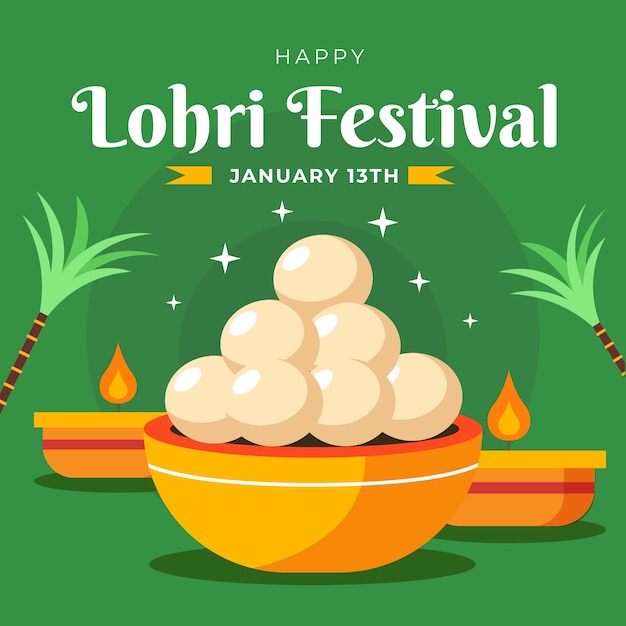 Free Vector flat illustration for lohri festival celebration