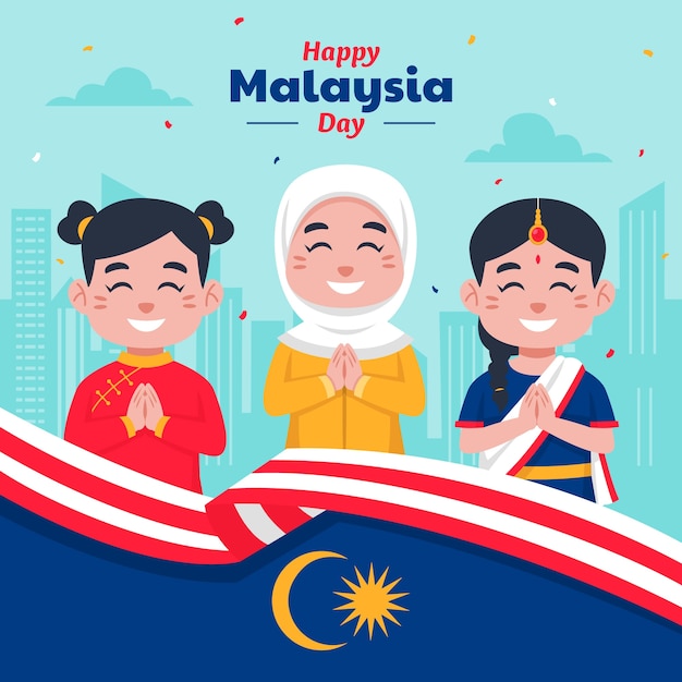 Free Vector flat illustration for malaysia day celebration