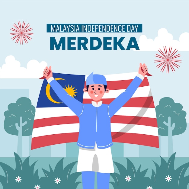 Free Vector flat illustration for malaysia independence day celebration