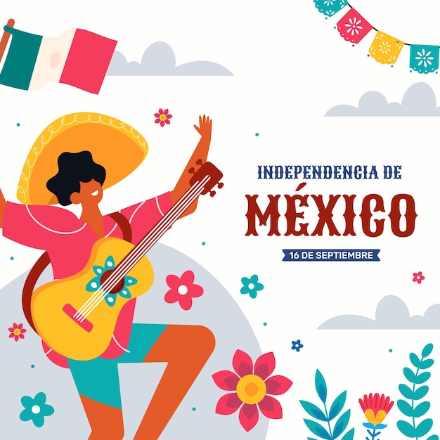 Flat illustration for mexico independance celebration