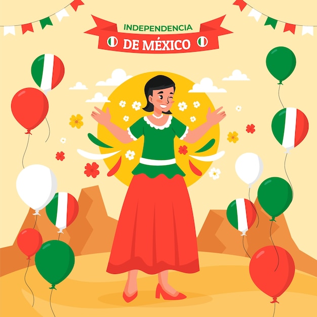 Flat illustration for mexico independence celebration