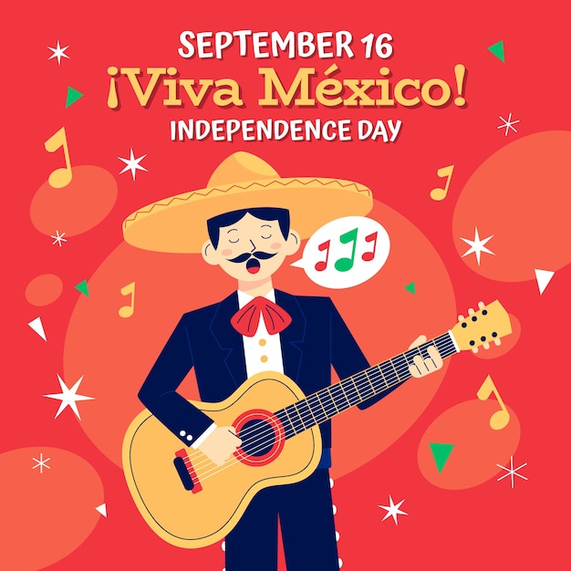 Free Vector flat illustration for mexico independence day celebration