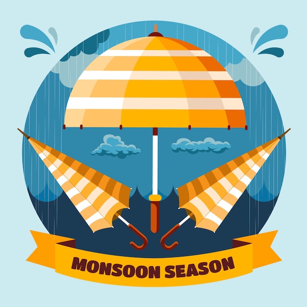 Free Vector flat illustration for monsoon season