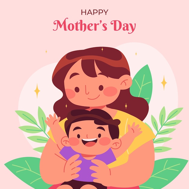 Flat illustration for mothers day celebration