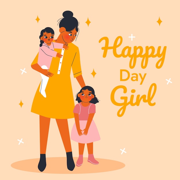 Free Vector flat illustration for national girl child day celebration