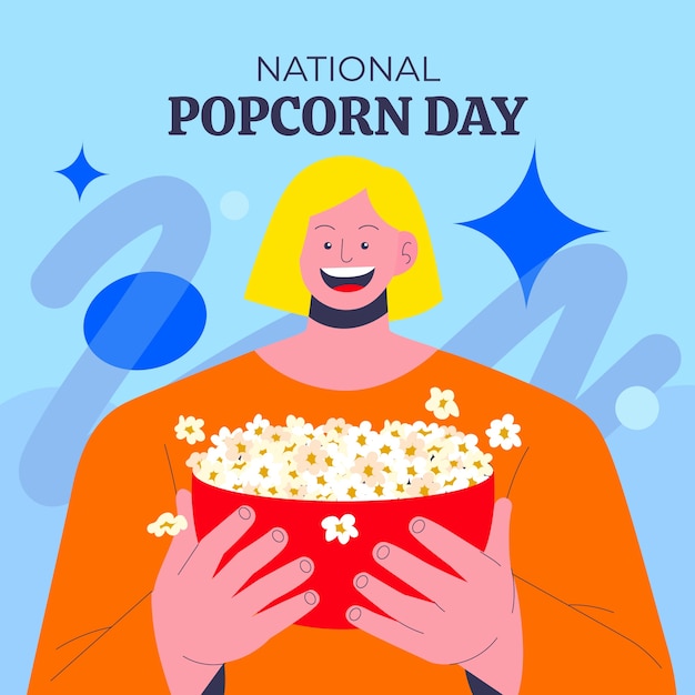 Free Vector flat illustration for national popcorn day