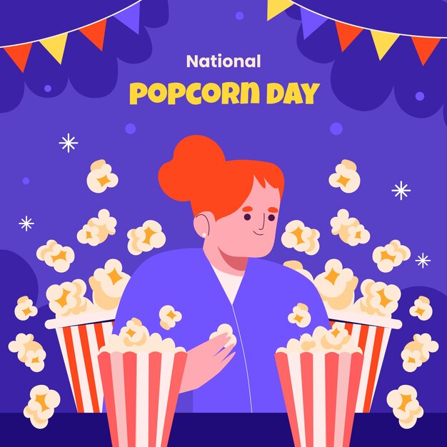 Free Vector flat illustration for national popcorn day