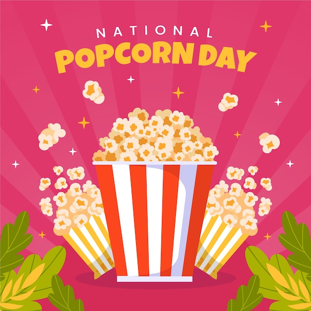 Free Vector flat illustration for national popcorn day