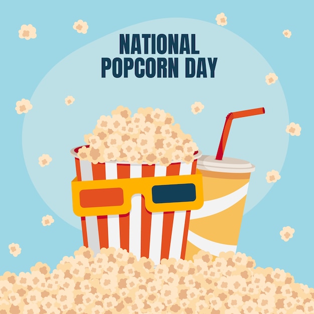 Free Vector flat illustration for national popcorn day