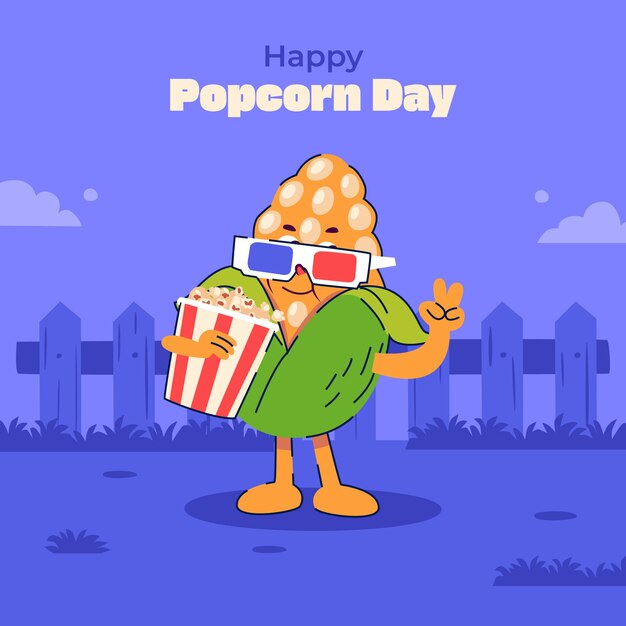 Flat illustration for national popcorn day