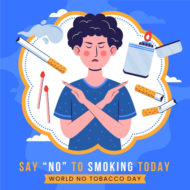 Free Vector flat illustration for no tobacco day awareness