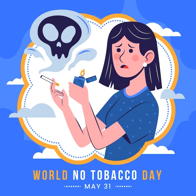 Flat illustration for no tobacco day awareness