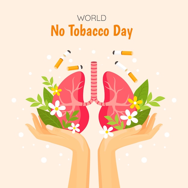 Flat illustration for no tobacco day awareness