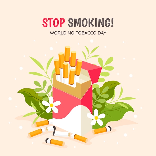 Flat illustration for no tobacco day awareness