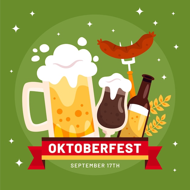 Free vector flat illustration for oktoberfest festival