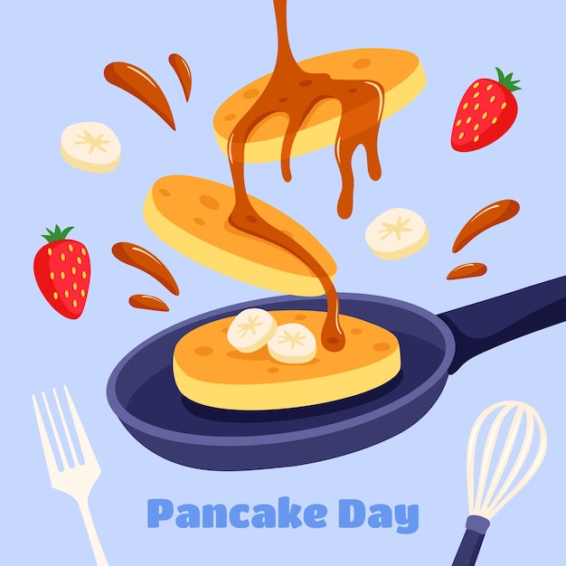 Free vector flat illustration for pancake day